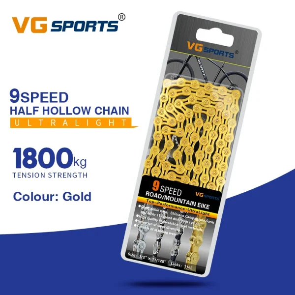 VG Sports Ultralight Bicycle Chain – 8, 9, 10, 11, 12 Speed Half/Full Hollow Silver Chain for Mountain & Road Bikes - Image 16