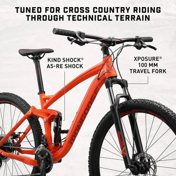 Mongoose Salvo Comp | Trail & Sport Mountain Bike for Adults, 12/18-Speed Trigger Shifter, 29-Inch Wheels, Full Suspension - Image 4