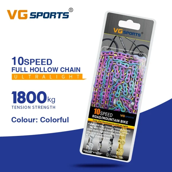 VG Sports Ultralight Bicycle Chain – 8, 9, 10, 11, 12 Speed Half/Full Hollow Silver Chain for Mountain & Road Bikes - Image 7