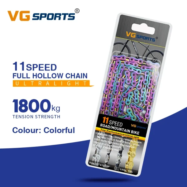 VG Sports Ultralight Bicycle Chain – 8, 9, 10, 11, 12 Speed Half/Full Hollow Silver Chain for Mountain & Road Bikes - Image 15