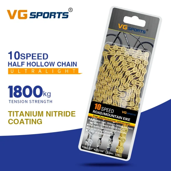 VG Sports Ultralight Bicycle Chain – 8, 9, 10, 11, 12 Speed Half/Full Hollow Silver Chain for Mountain & Road Bikes - Image 12