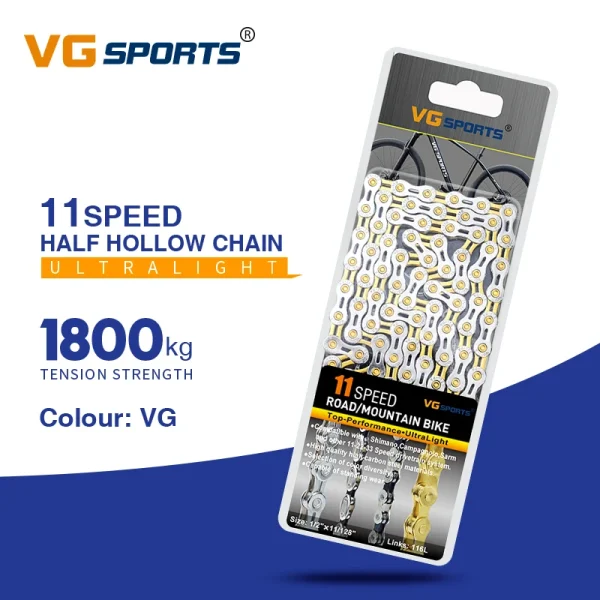 VG Sports Ultralight Bicycle Chain – 8, 9, 10, 11, 12 Speed Half/Full Hollow Silver Chain for Mountain & Road Bikes - Image 26