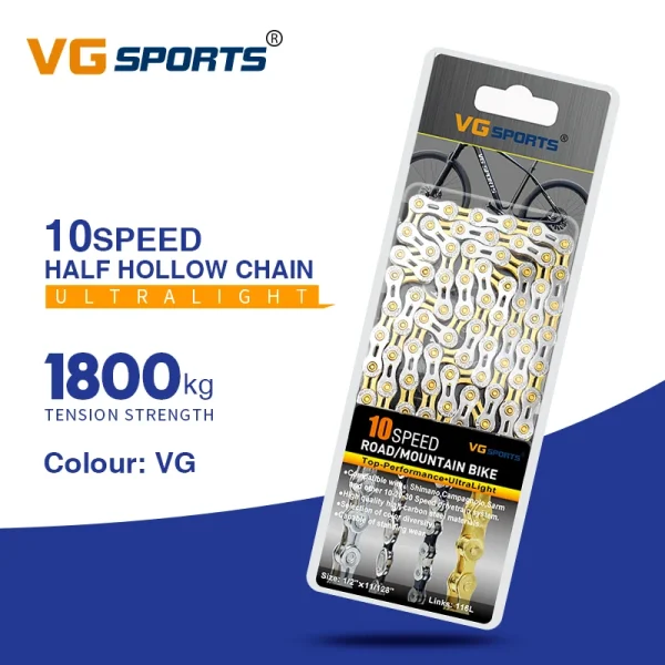 VG Sports Ultralight Bicycle Chain – 8, 9, 10, 11, 12 Speed Half/Full Hollow Silver Chain for Mountain & Road Bikes - Image 27