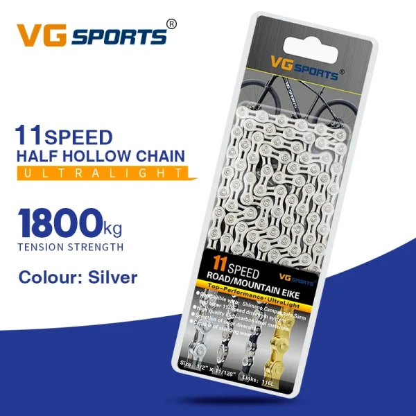 VG Sports Ultralight Bicycle Chain – 8, 9, 10, 11, 12 Speed Half/Full Hollow Silver Chain for Mountain & Road Bikes - Image 23