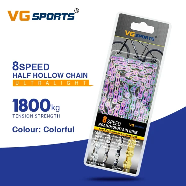 VG Sports Ultralight Bicycle Chain – 8, 9, 10, 11, 12 Speed Half/Full Hollow Silver Chain for Mountain & Road Bikes - Image 9