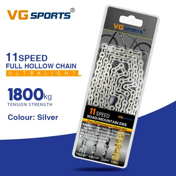 VG Sports Ultralight Bicycle Chain – 8, 9, 10, 11, 12 Speed Half/Full Hollow Silver Chain for Mountain & Road Bikes - Image 21