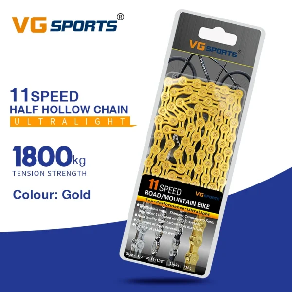 VG Sports Ultralight Bicycle Chain – 8, 9, 10, 11, 12 Speed Half/Full Hollow Silver Chain for Mountain & Road Bikes - Image 20