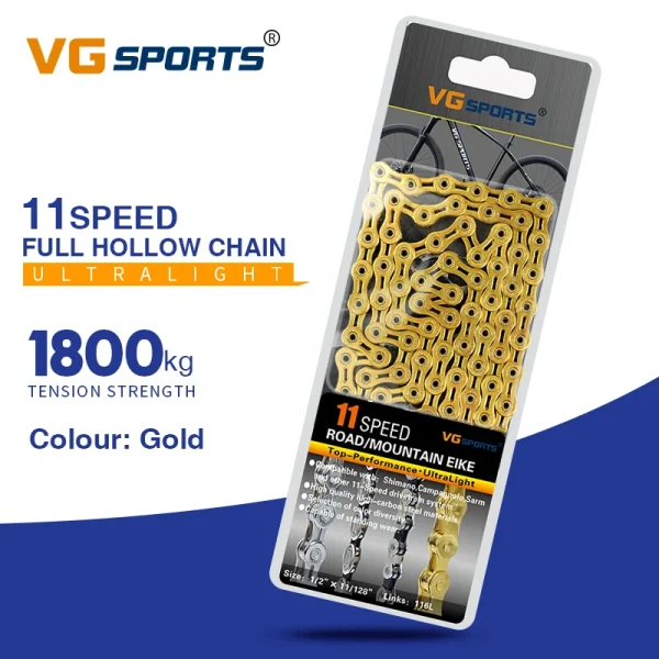 VG Sports Ultralight Bicycle Chain – 8, 9, 10, 11, 12 Speed Half/Full Hollow Silver Chain for Mountain & Road Bikes - Image 24