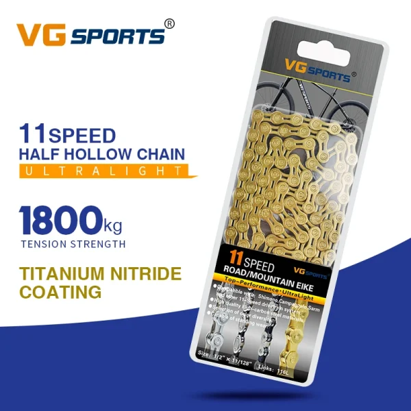 VG Sports Ultralight Bicycle Chain – 8, 9, 10, 11, 12 Speed Half/Full Hollow Silver Chain for Mountain & Road Bikes - Image 14