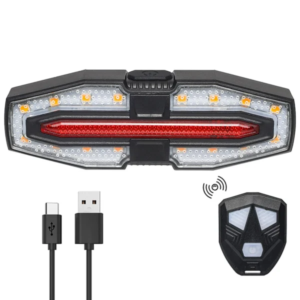 Rechargeable Bike Tail Light | Turn Signals, Wireless Remote, Warning Lights for Night Riding - Image 7