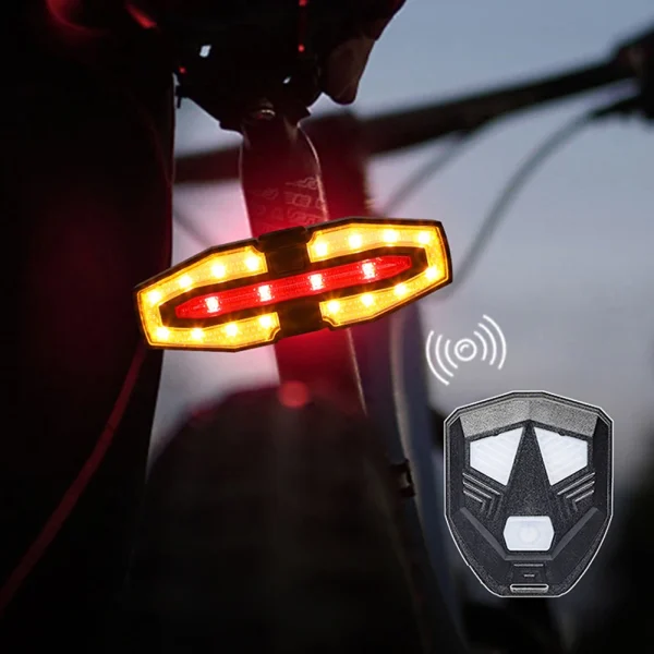 Rechargeable Bike Tail Light | Turn Signals, Wireless Remote, Warning Lights for Night Riding - Image 2