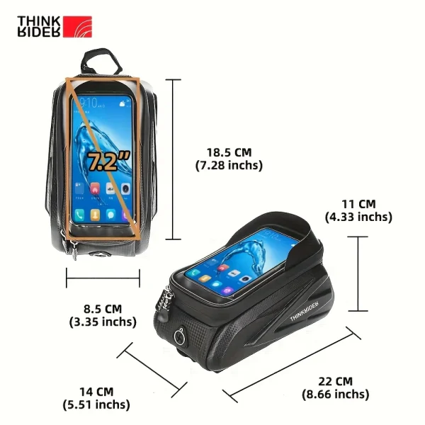 ThinkRider 2L Bike Frame Bag | Waterproof Cycling Bag with 7-Inch Touchscreen Phone Holder - Image 3