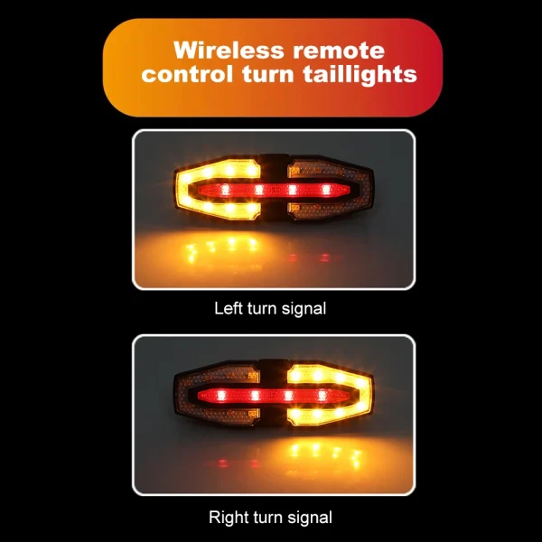 Rechargeable Bike Tail Light | Turn Signals, Wireless Remote, Warning Lights for Night Riding - Image 4