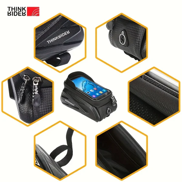 ThinkRider 2L Bike Frame Bag | Waterproof Cycling Bag with 7-Inch Touchscreen Phone Holder - Image 5